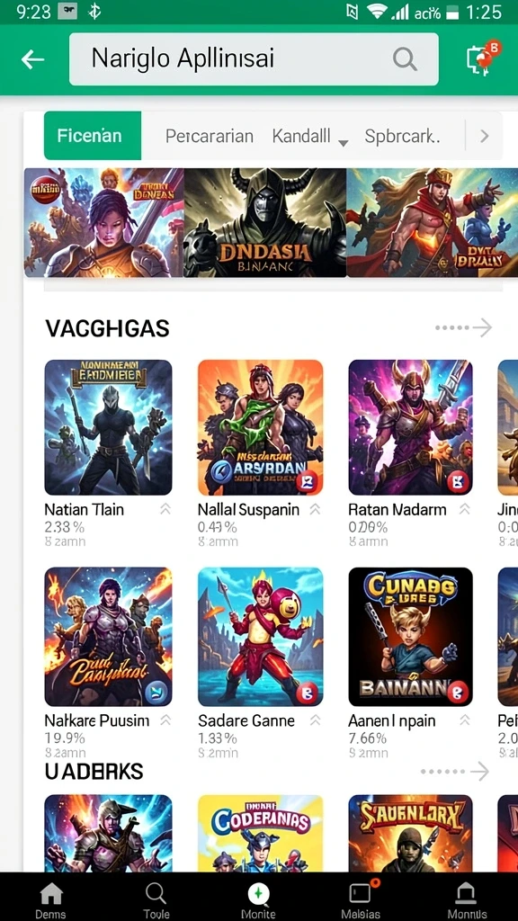 Screenshot menampilkan permainan slot yang beragam.